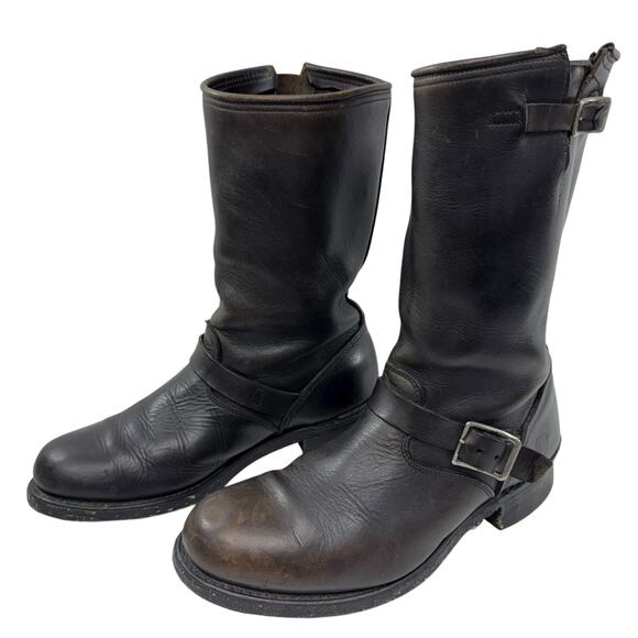 Double H HH Mid Calf Motorcycle Engineer Boots Men’s 9.5 Black Leather Soft Toe - Picture 1 of 12